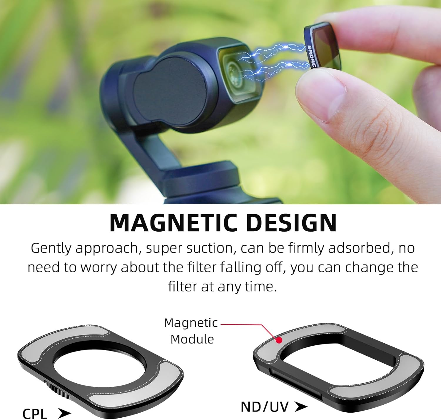 BRDRC Pocket 3 ND Filters Set, 6 Pack - CPL ND4 ND8 ND16 ND32 ND64 Lens Filter for DJI Osmo Pocket 3 Creator Combo Camera Accessories - Can Be Stacked image number 1