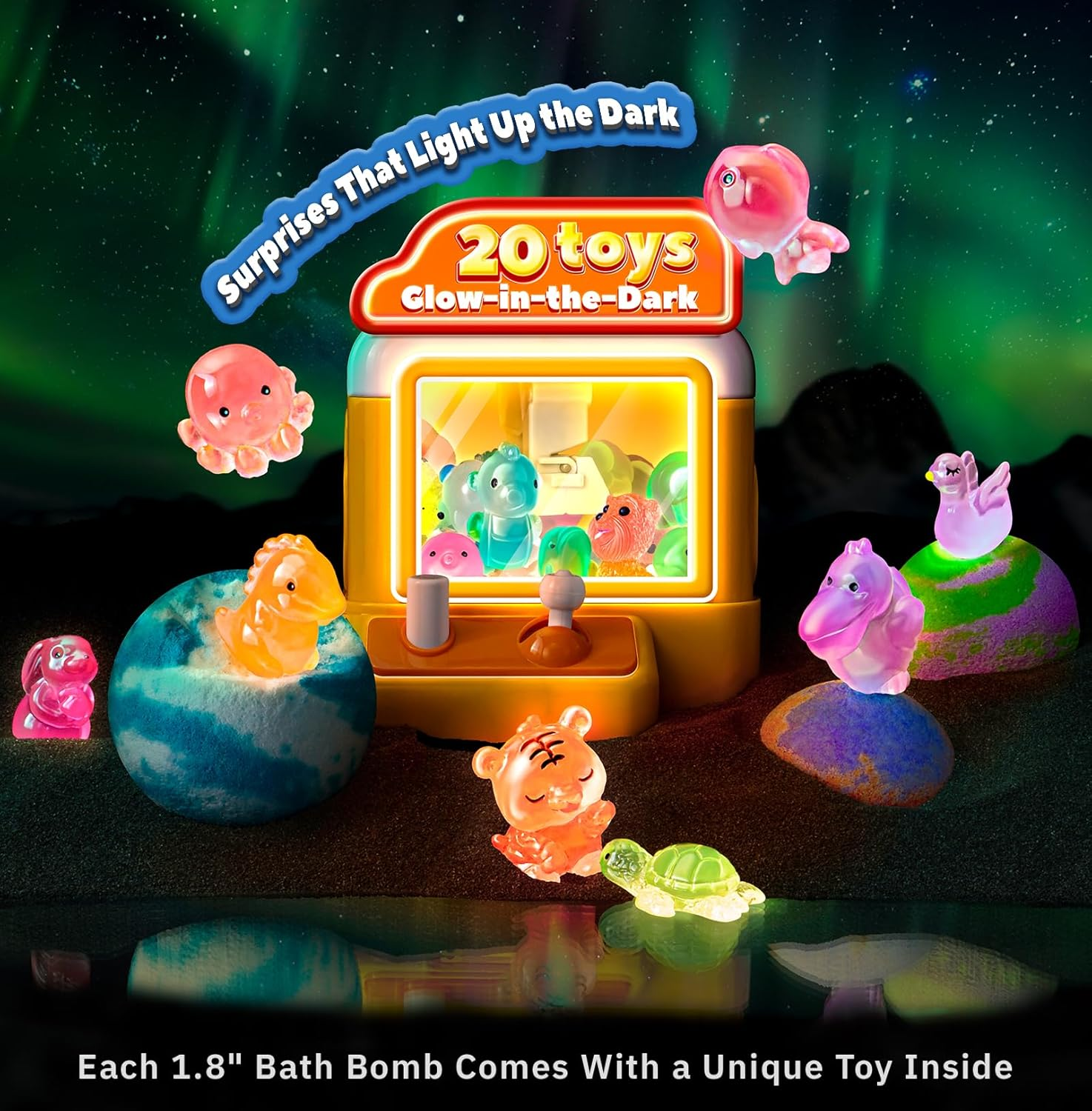 Bath Bombs for Kids with Surprise Inside, 20 Pack Handmade Bath Bomb Gift Set with Glow-In-The-Dark Toys, Fizzy Bath Balls for Fun, 2025 Advent Calendar for Boys & Girls