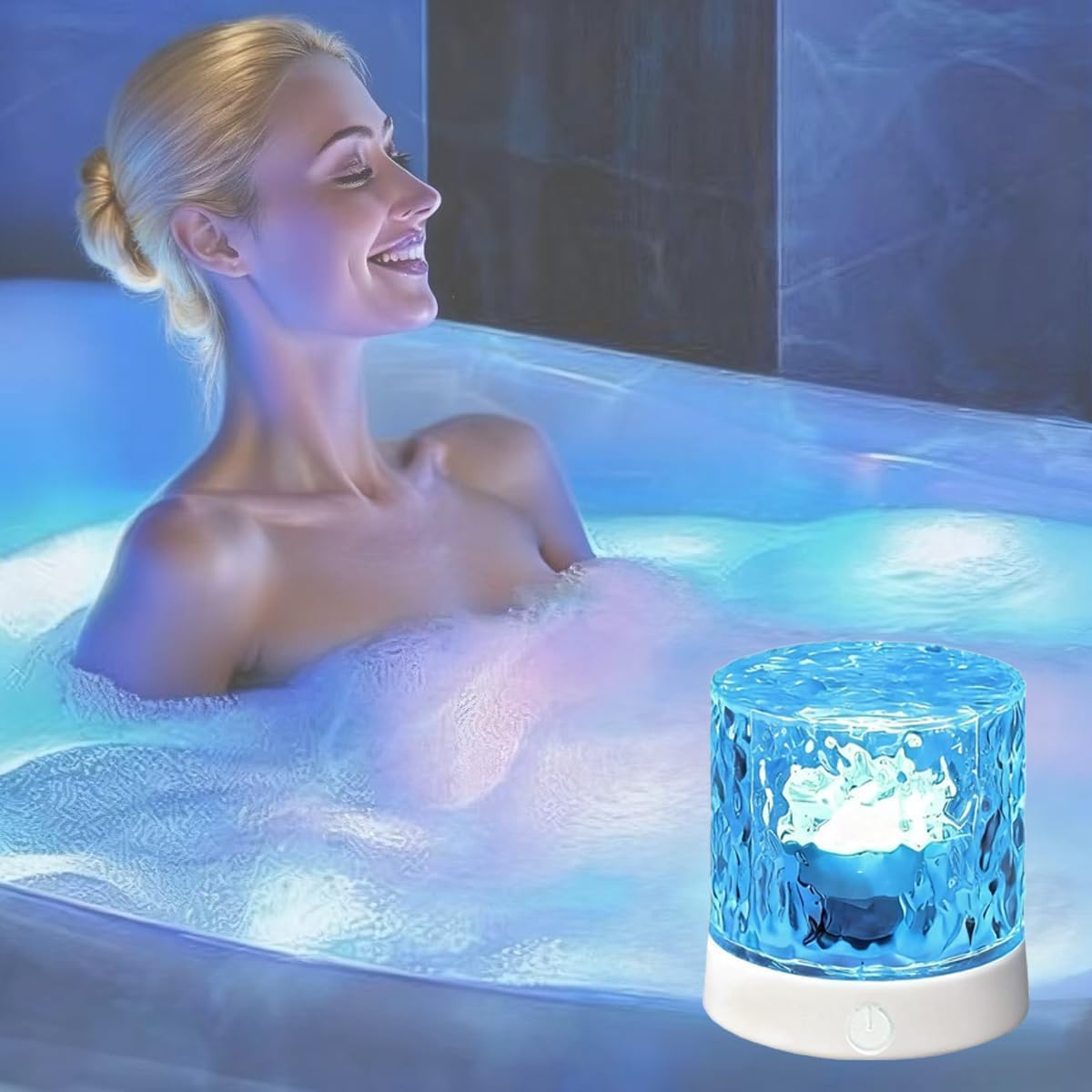 Northern Lamps Cordless LED Ocean Wave Projector Light, Rechargeable 3D Water Ripple Effect, Color-Changing Bathroom Lamp for Bathtub, Shower, Spa Relaxation image number 3