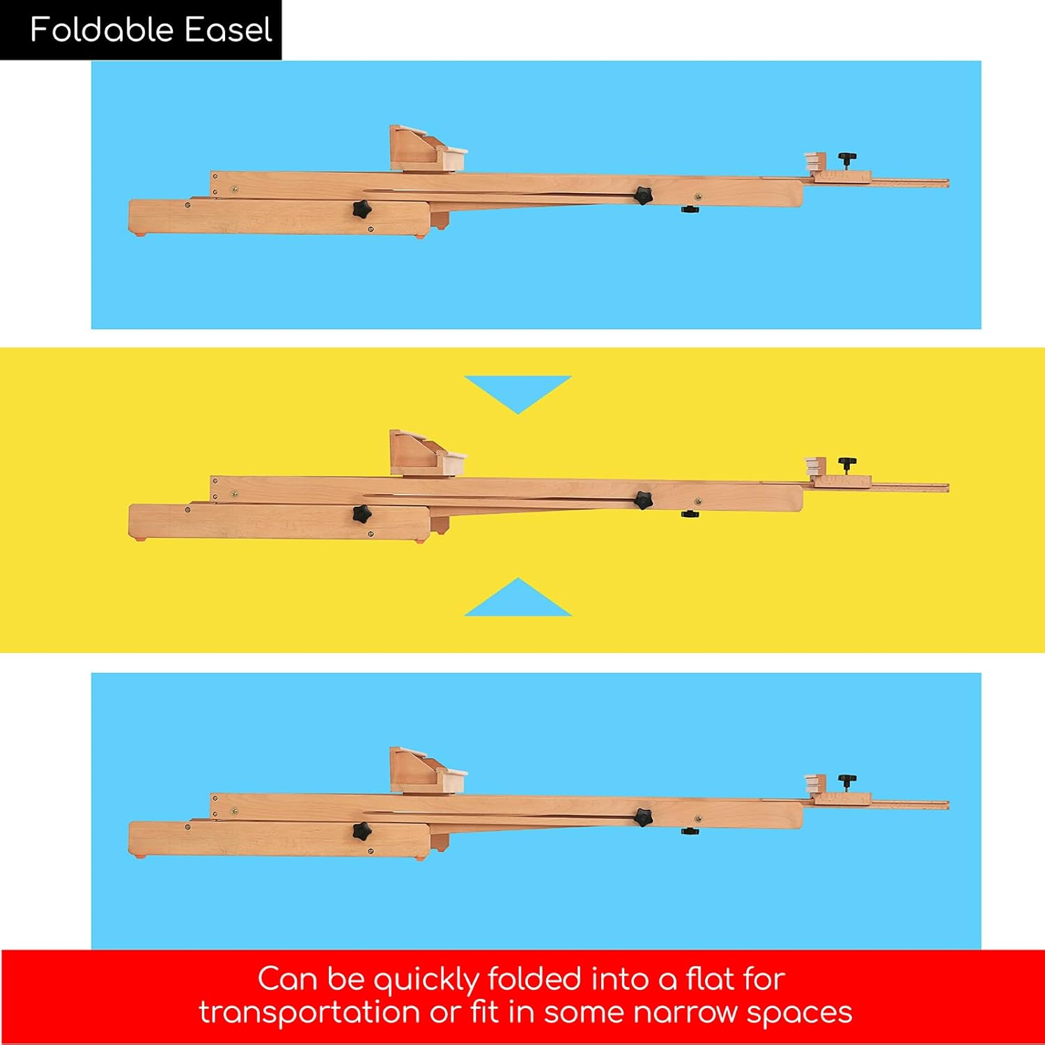 MEEDEN Large H-Frame Easel, Solid Beech Wooden Easel, Painting Art Easel for Display, Easels for Painting Holds Canvases up to 78", Natural image number 6