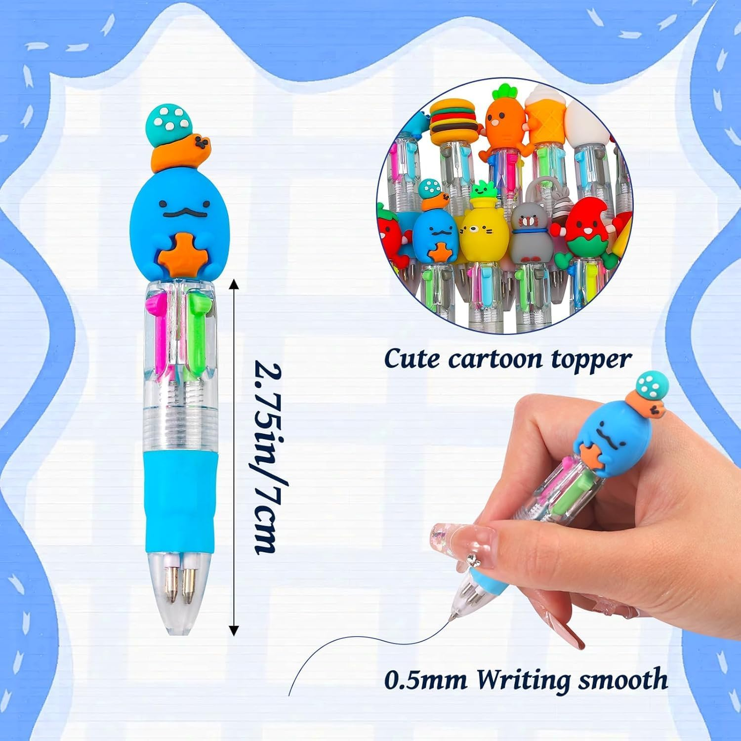 20Pcs Mini Multicolor Pens in One 4-In-1 Cute Pens Bulk for Kids,Cute Cartoon Animal Retractable Ballpoint Pens for Birthdays,Children'S Parties,Students Rewards