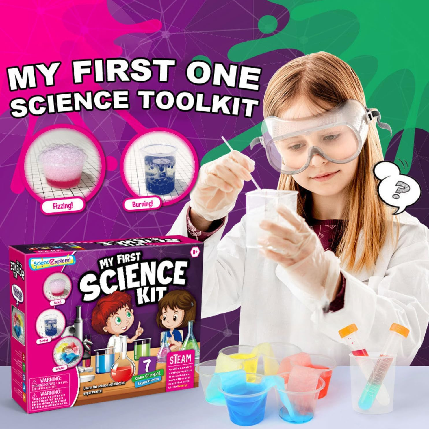 Why2Wise My First Science Experiment Kit - 7 Colour Changing Experiments, STEM Activities, Educational Science Toys for Boys Girls, Chemistry Set, Age 6-10, 10-12 image number 6