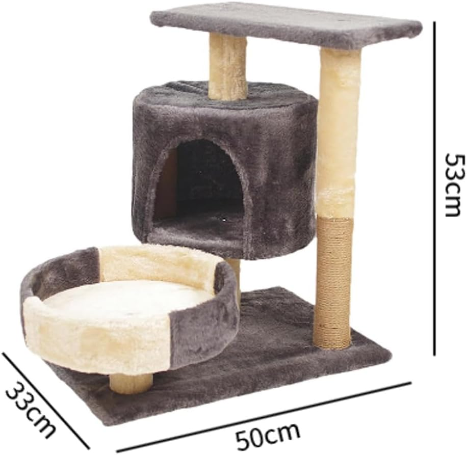 Cat Climbing Frame,Cat Tree Climb Tower,Kitty Condo,Pet Jumping Platform,Cat Tree,With 3Tier, Cave, Hammock, Pompoms,Interactive Resting Nest Bed Cave (Dark Grey) image number 6