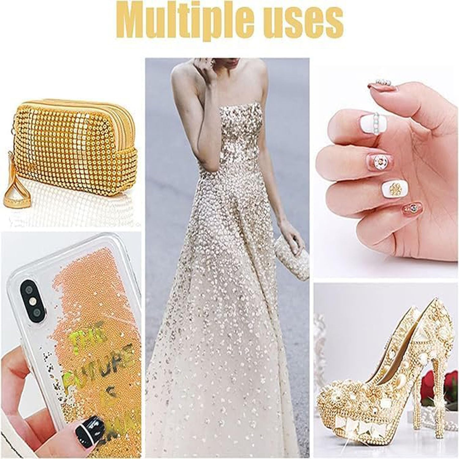 3D Micro Caviar Beads,Metal Mini Pearls Ball Glitter,Nail Art Caviar Beads Gold Silver Black Rosegold Gray Tiny Steel Beads for Nail Art Decorations DIY Crafts Accessories image number 6