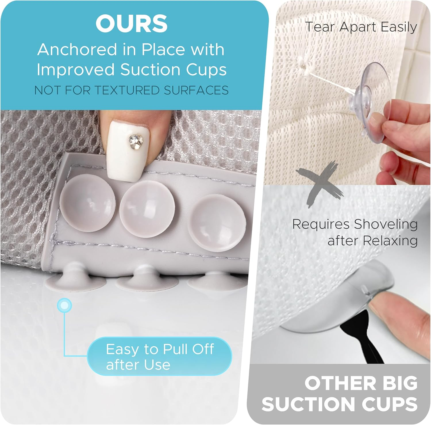 Sunlit Ultra Soft Bath Pillow for Tub, Bathtub Pillows for Head and Neck Support, Home Spa Pillows with Strong Suction Cups, Bubble Bath Accessories for Women, Relaxing Bath Products - White image number 6