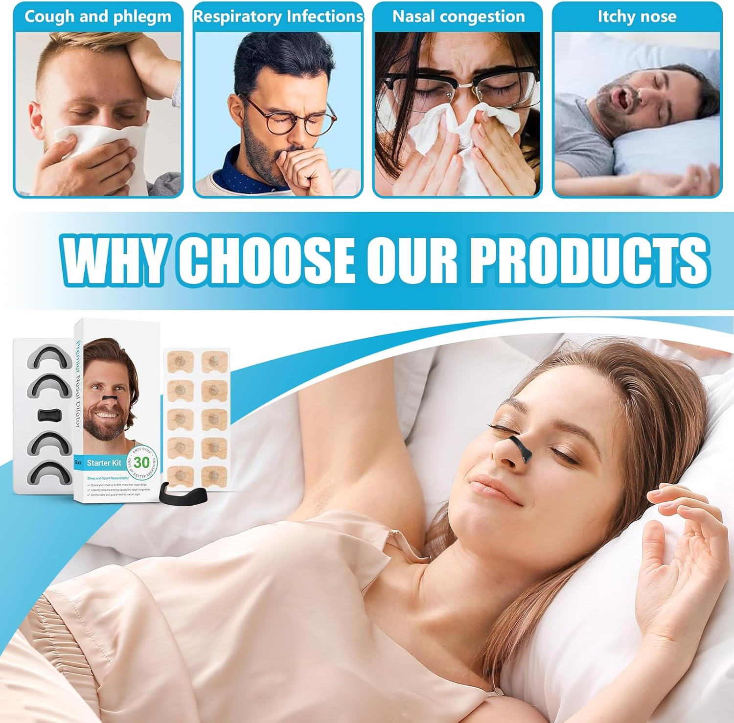 Nasal Strips，Magnetic Nasal Strips - Anti-Snoring & Better Sleep - Comfortable, Reusable Nose Strips with Improved Airflow, Portable Design for Travel & Home Use (60Pcs Black) image number 6