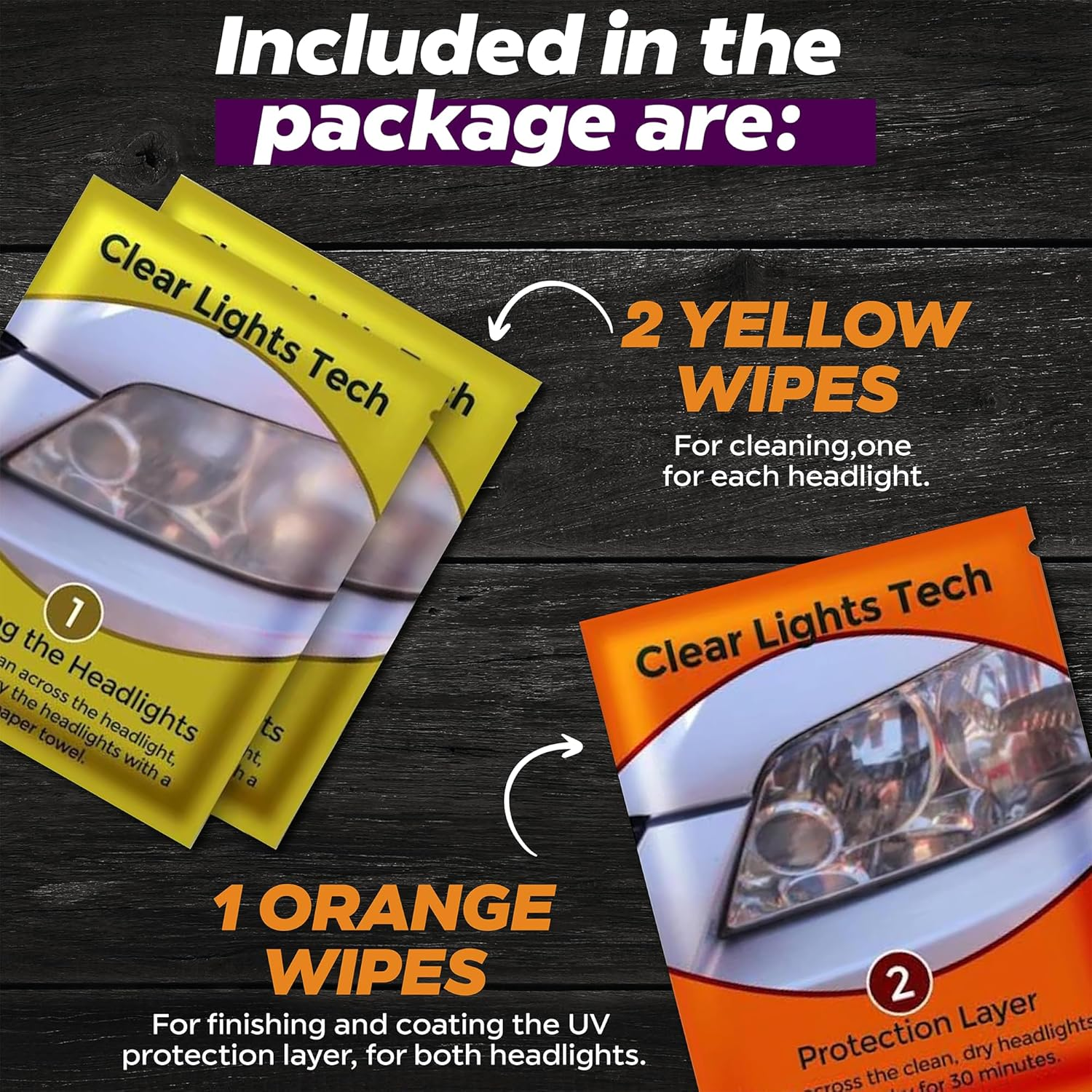 CLT Headlight Restoration Kit, Headlight Lens Cleaning Wipes