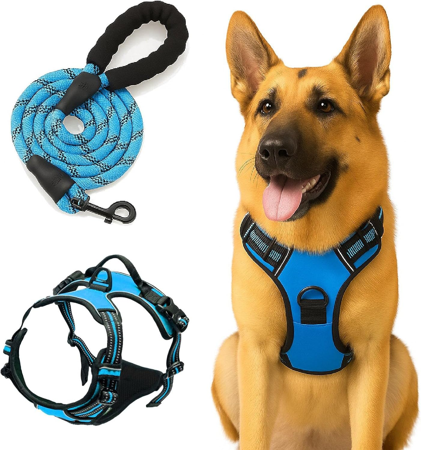 YAKESD Dog Harness with Leash Set, No Pull Adjustable Vest Harnesses for Hassle-Free Walking, Easy Control Reflective Puppy Vest for Small Medium Large Dogs（Black，Xl）