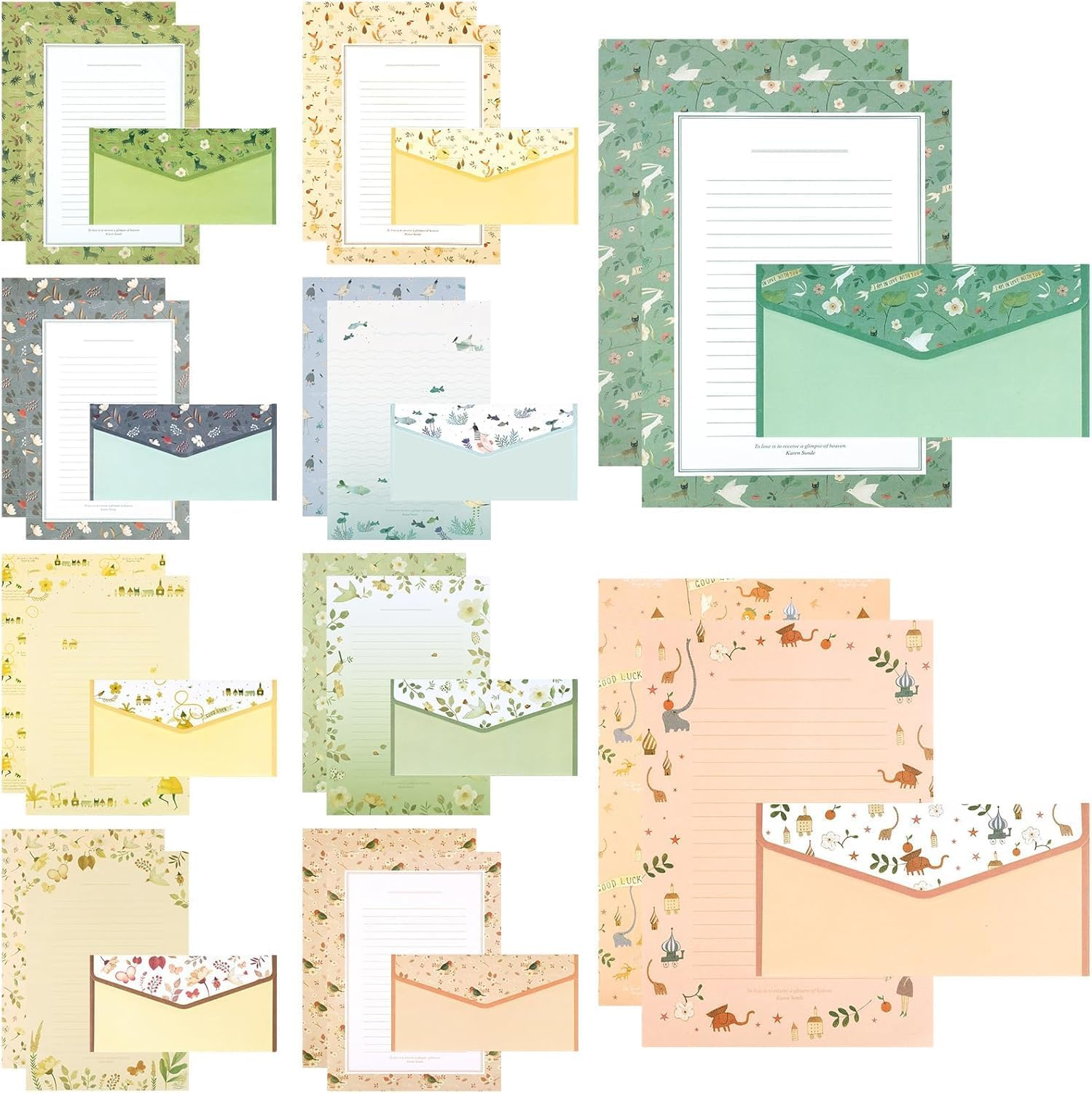 OSYLICT Letter Paper and Envelopes Sets,90Pcs Stationery Kit,Cute Lined Stationery Paper for Writing Letters Invitations Poem Office School,For Thanksgiving Mothers Day image number 1