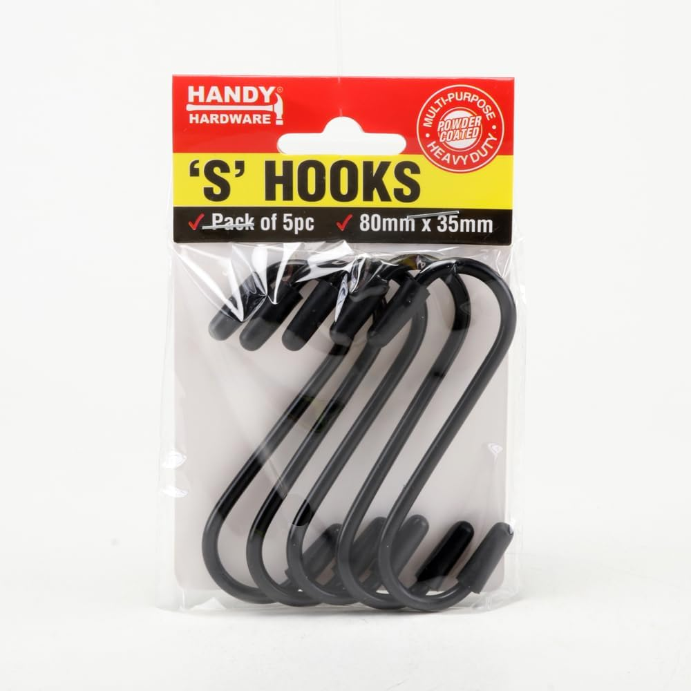 Handy Hardware PVC Coated S Hooks with Scratch Proof Tip Protectors, 80 X 35 Mm (5 Pieces) image number 3