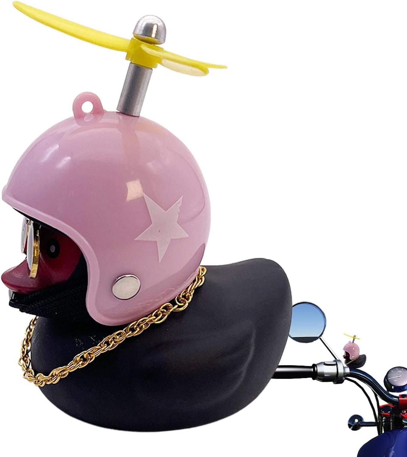 Duck Car Ornament - Car Ornaments Little Duck | Rubber Duck Toys Car Decorations, Duck with Propeller Hat, Motorcycle Home Decor Buniq