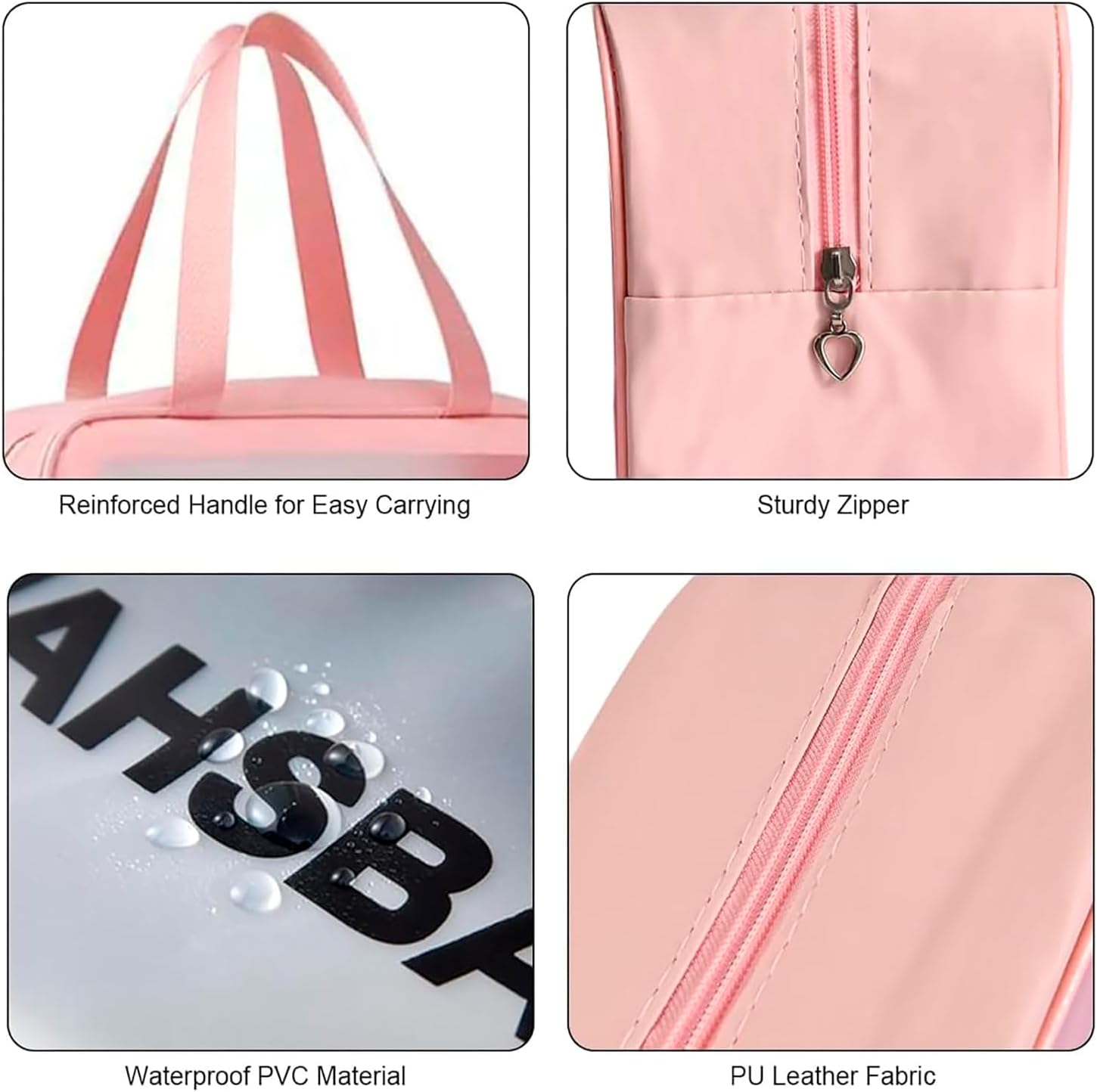 MUYIBENMU Travel Toiletry Bag for Women Men，Translucent Waterproof Travel Makeup Cosmetic Pouch Traveling Organizer for Toiletries, Cosmetic, Accessories，3 Cosmetic Bags, Quart Size (Pink)