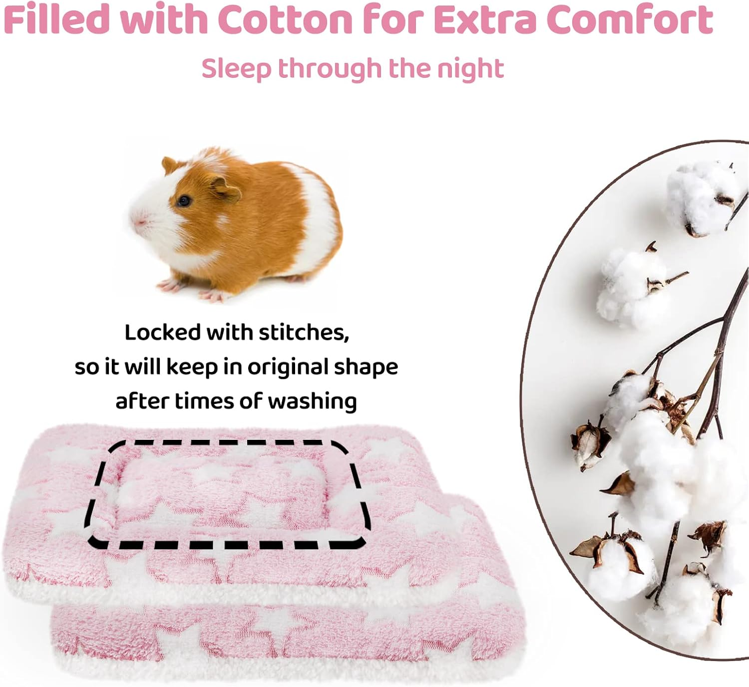 Amakunft 2 Pcs Guinea Pig Bed Mat Washable, Rabbit Winter Bed Pad for Indoor, Warm Small Animal Bed Mattres, Fleece Sleeping Pad for Bunny, Rat, Hedgehog, Sugar Glider, Chinchilla image number 2