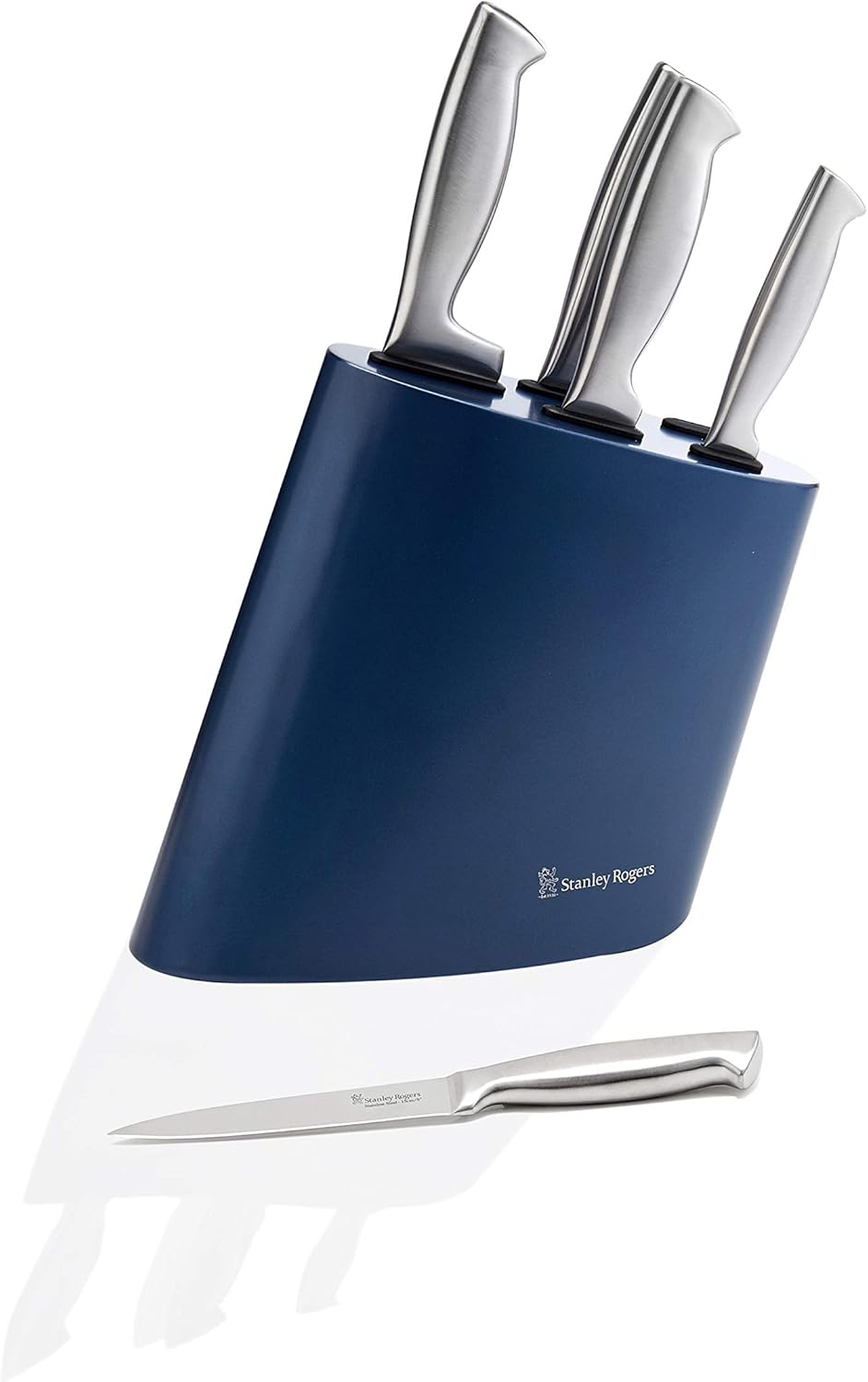 Stanley Rogers 41418 Modern Steel Metallic Mocha Knife Block Set, Stainless Steel Cook'S, Bread, Carving, Utility and Paring Knives, 1 Knife Block (Colour: Brown, Silver), Quantity: 1 Set, 6 Pieces