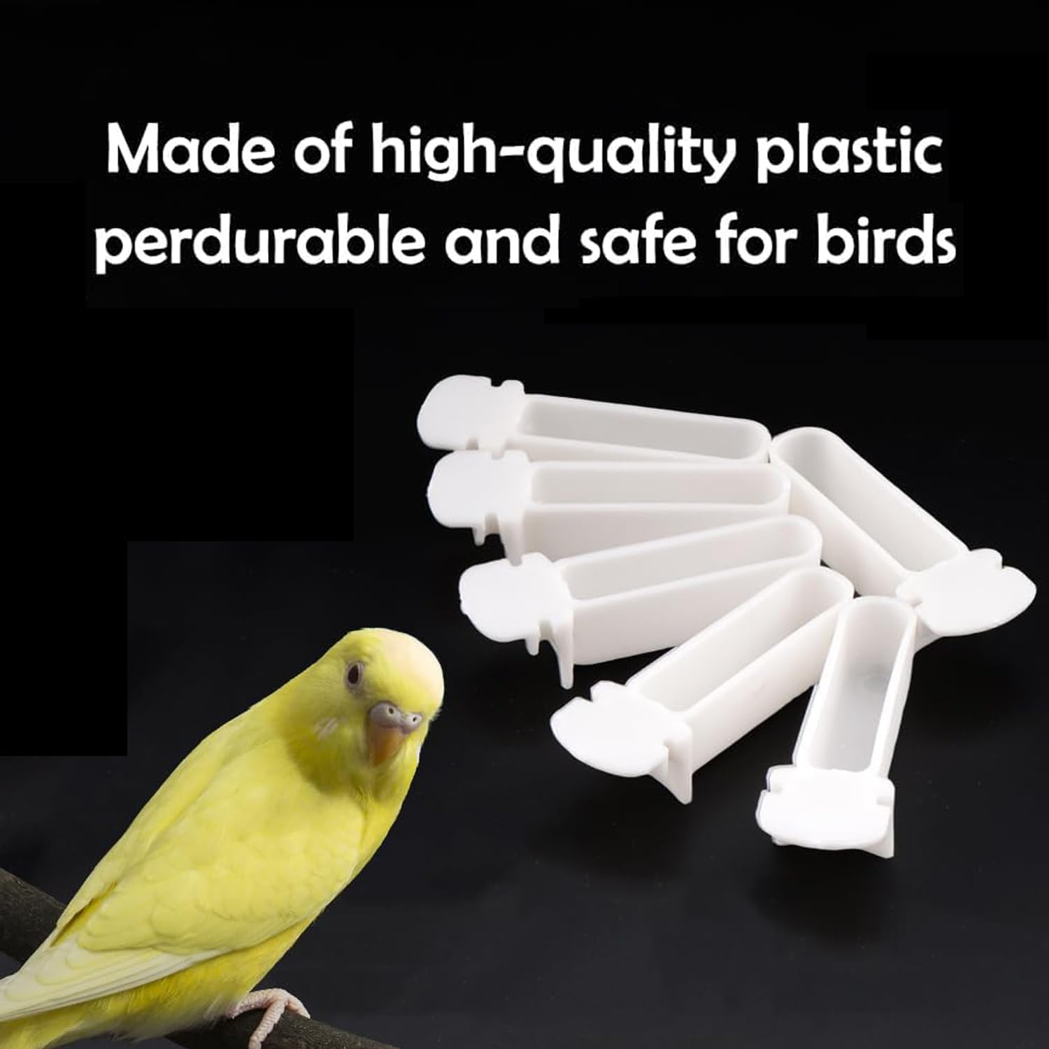 Lexziuo 50PCS Bird Cage Feeding Cups - Small Plastic Bird Feeder Dishes with Anti-Spill Design, Hanging Food Dispensers for Parrots, Finches, Parakeets & Small Birds