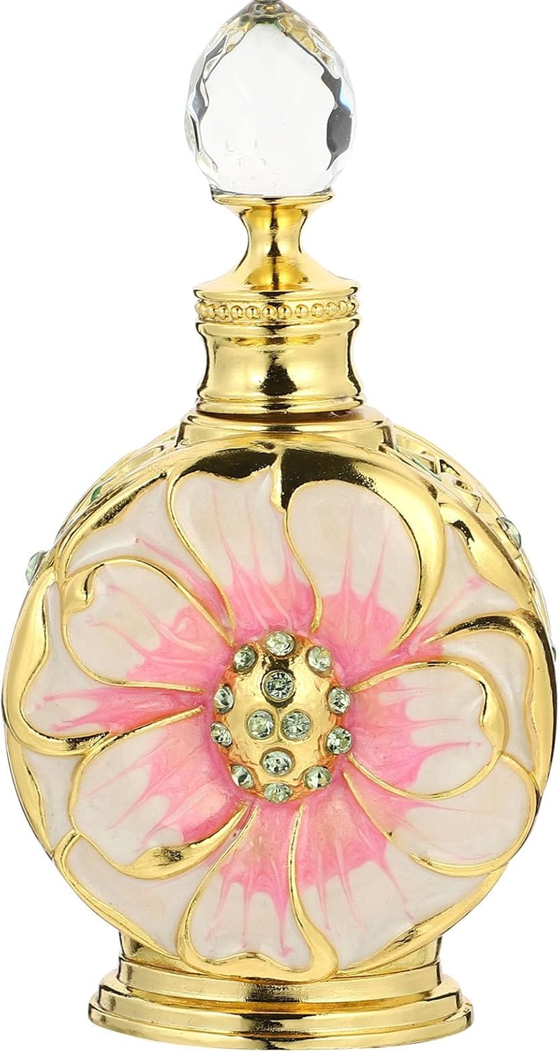 BCOATH 12Ml Pink Rose Shaped Glass Essential Oil Bottle Cosmetic Perfume Dispenser Refillable Storage Container for Personal Care and Travel Use image number 4