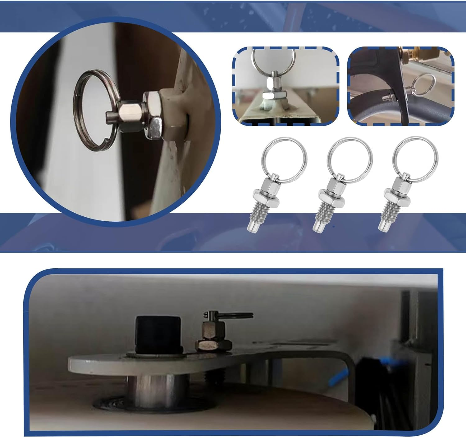 Be in Your Mind 4Pcs Spring Plunger Stainless Steel with Pull Ring Thread M6X1 Length 12Mm Pin Outer Diameter 4Mm Used in Chassis Cabinet Industrial Equipment image number 4