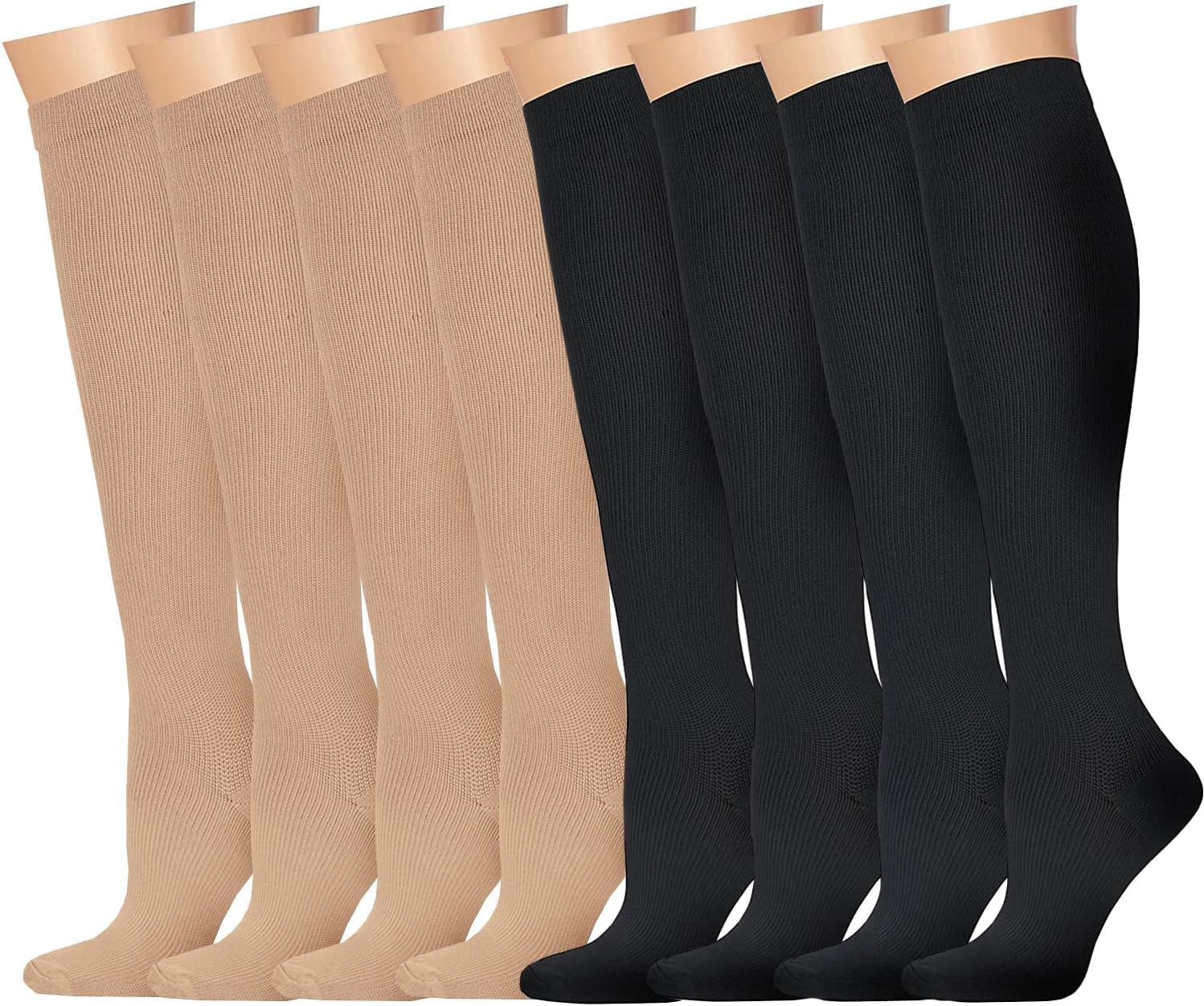 8 Pairs Compression Socks for Women & Men 15-20 Mmhg Compression Stockings for Blood Circulation,Support Socks for Running,Nurses,Athletic,Hiking,Flight,Travel,Pregnancy
