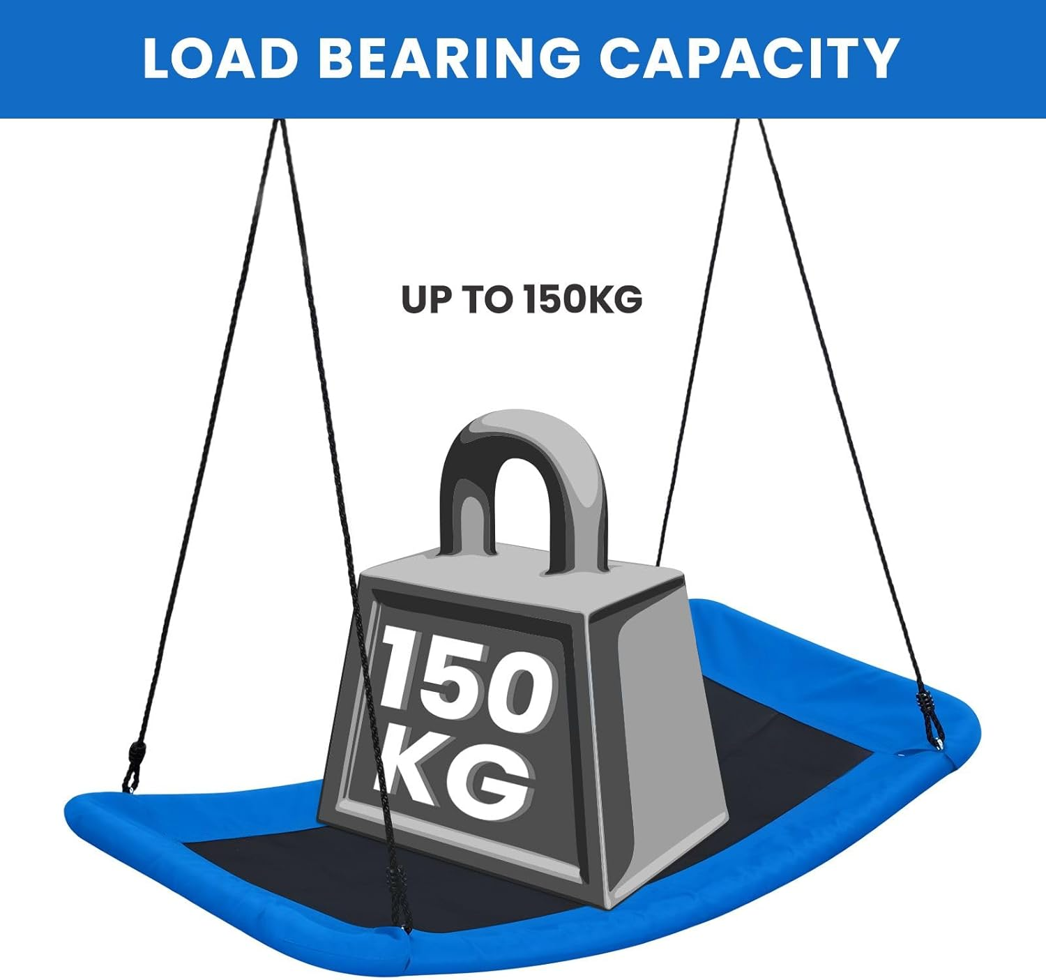 Kidbot Tree Swing Seat Chair Set Indoor Outdoor Childrens Adult Hanging Playset Rectangular Garden Camping Platform Straps XL Carabiners image number 6