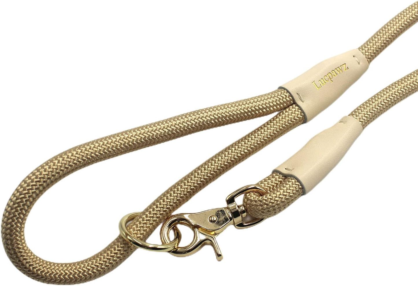 Lucpawz Lobster Snap Pet Leash 5FT, Special Strong Nylon Rope Dog Leash, Solid Color Rope Dog Lead for All Breeds (Gold, 5Ft *10Mm) image number 5