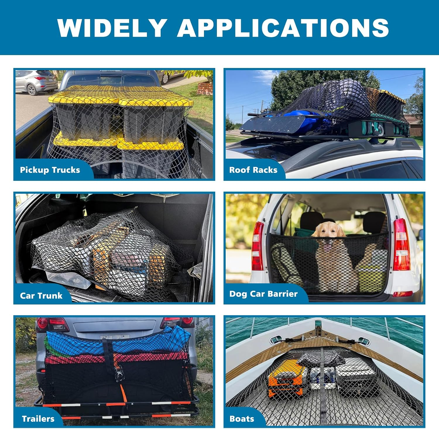 Juyverq Cargo Net for Pickup Truck Bed, Highly Elastic Truck Bed Cargo Net, 4' X 4' Stretchable to 8' X 8', Truck Bed Cargo Mesh Organizer, for Daily Light Loads of Trucks image number 6