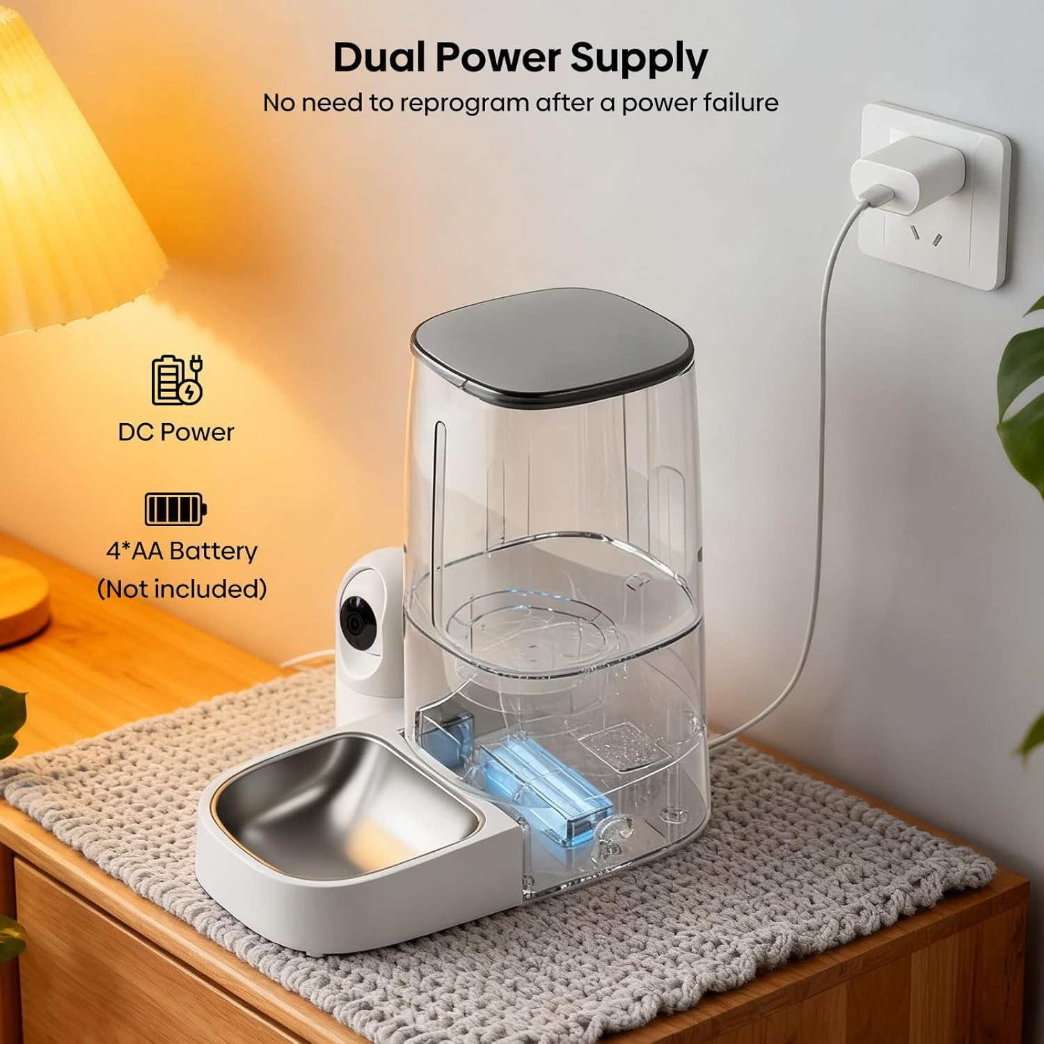 Advwin Automatic Cat Feeder with Rotating Camera, 1080P HD Video with Night Vision, 5G Wifi APP Pet Feeder for Cat & Small Dog, 2-Way Audio & Meal Call Pet Food Dispenser with Motion Detection image number 1