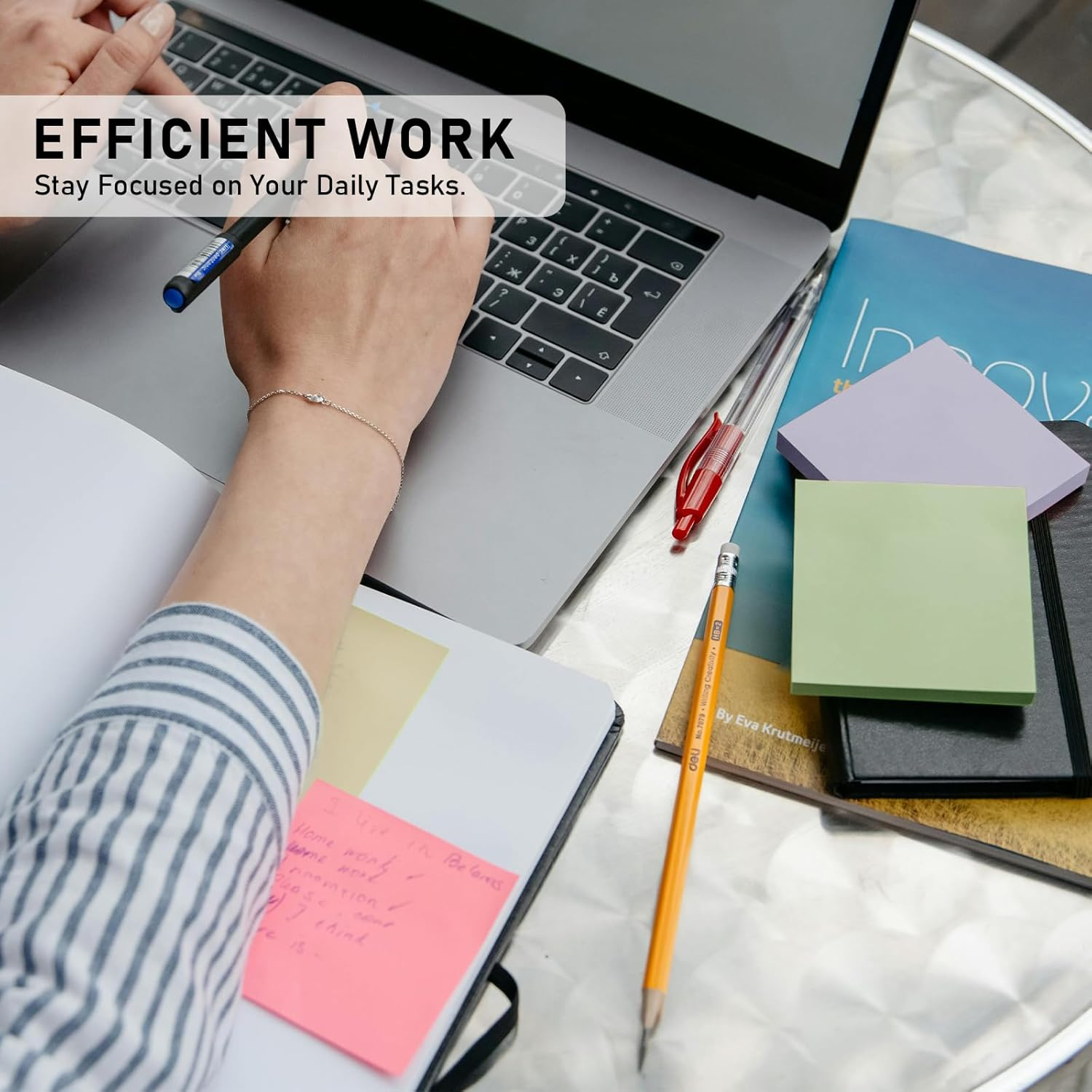 8 Pads Sticky Notes 3X3 Inches,Bright Colors Self-Stick Pads, Solid Color Premium Sticky Pads,Easy to Post for Home, Office,School, Notebook, 50 Sheets/Pad-Light Color