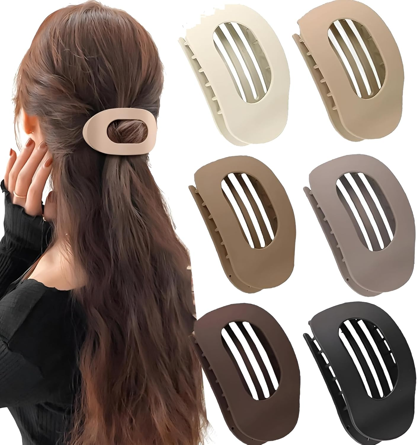 Pack of 6 Flat Hair Clips for Women, Hair Clip, Flat Claw Clip, Strong Hold Women'S Hair Clips, Hair Clip for Thick and Thin Hair image number 2