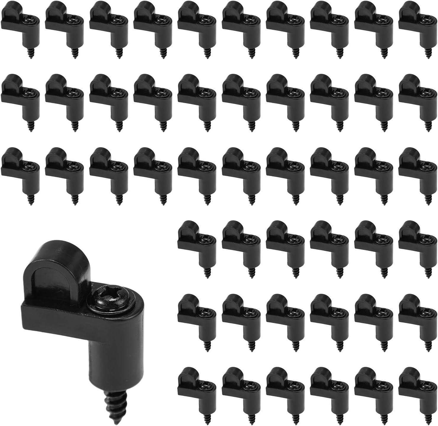 48Pcs 3/8In Window Screen Clips with Screws, Durable Nylon Diecast Door Glass Secure Fasteners Winter Window Screen Retainer Clip for Storm Windows Storm Panels Hardware (Black)