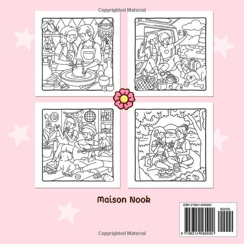 Bestie Goals: Cute & Easy Coloring Book for Adults and Teens with Heartwarming Friendship Scenes and Girly Moments for Stress Relief