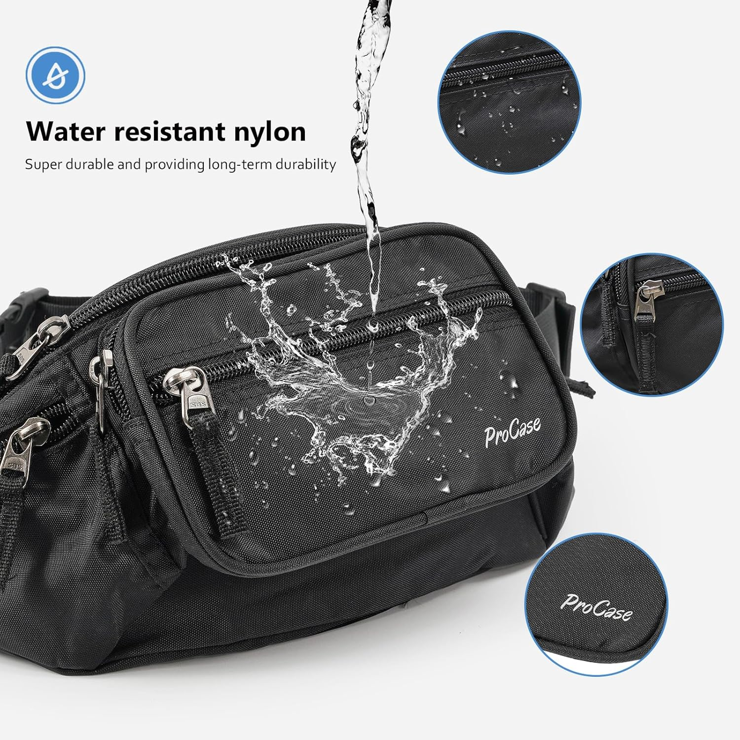 Procase Fanny Pack Waist Packs for Men Women, Large Capacity Waist Bag Hip Pack for Travel Hiking Running Outdoor Sports image number 2