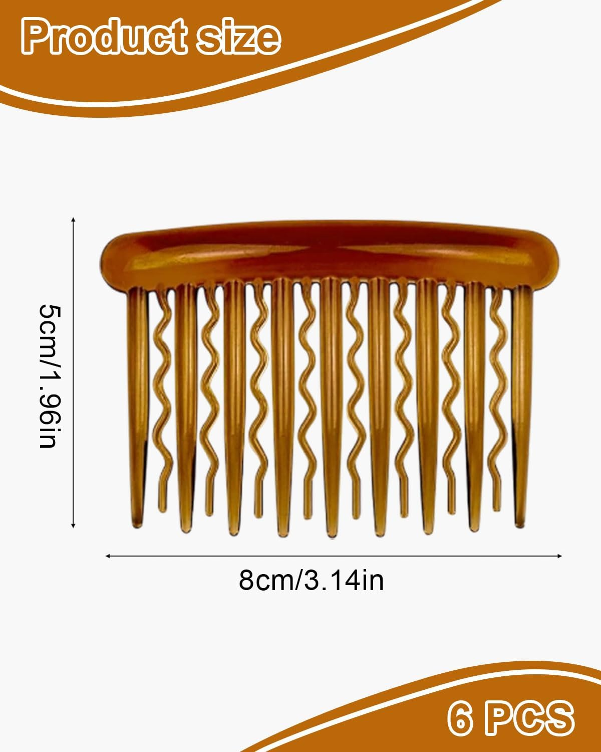 TPZORJX Pack of 6 Hair Combs for Clip-In, Hair Comb, French Twist Hair Combs, Plastic Side Combs with 17 Teeth Hair Comb for Girls and Women image number 5