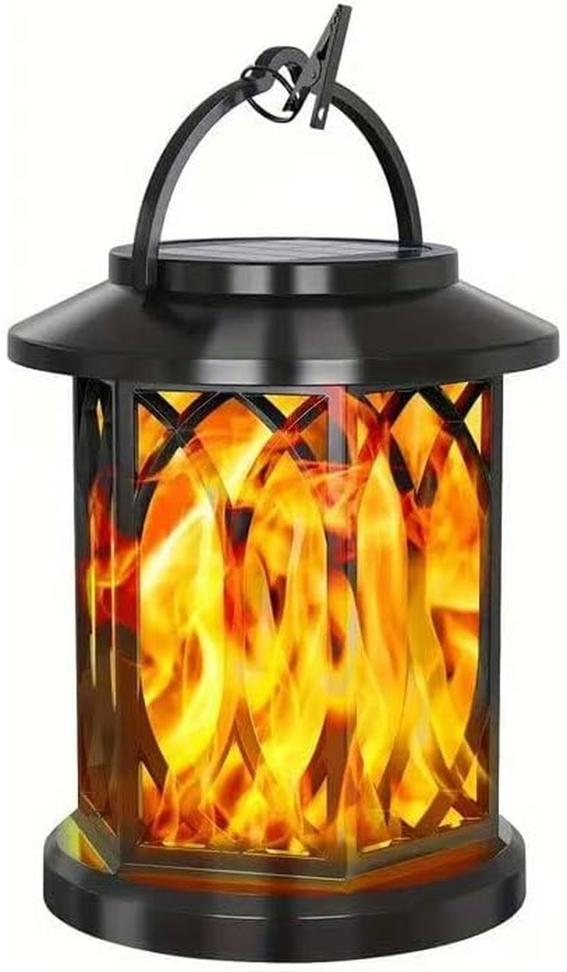 Hanging Solar Lights Lantern Outdoor, Waterproof Solar Powered Lanterns with Flickering Flame, Hanging Lantern Decorative for Outside, Solar Powered Outdoor Lights for Yard Garden Patio Table Decor image number 3