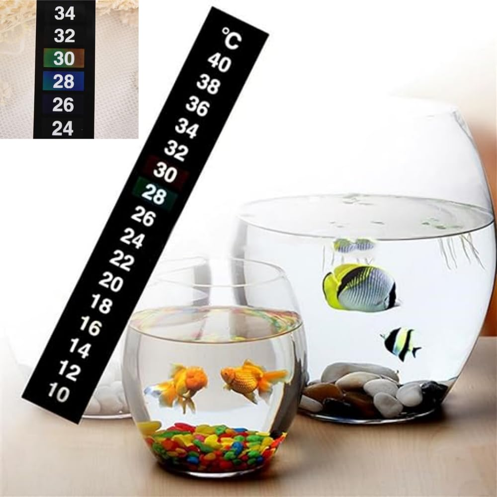2Pcs Durable Discoloration Thermometer Stick-On Aquarium Temperature Fish Tank Temperature Sticker Aquarium Accessories Digital Dual Scale Stick-On and Attractive for Fish Tank 10℃ to 40℃