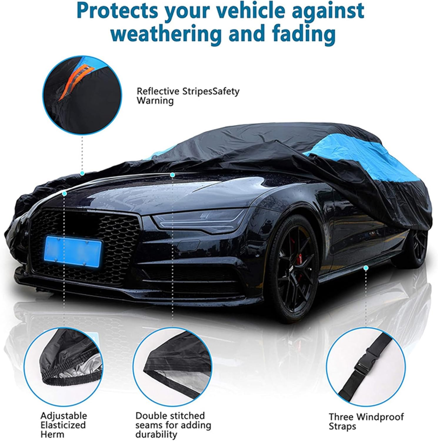 SUV Cover Polyester Car Cover Waterproof All Weather for Automobiles, UV Protection Rainproof Windproof Outdoor Indoor Full Car Cover Universal Fit for SUV (Size XL: 5.1M X 2M X 1.8M) image number 3