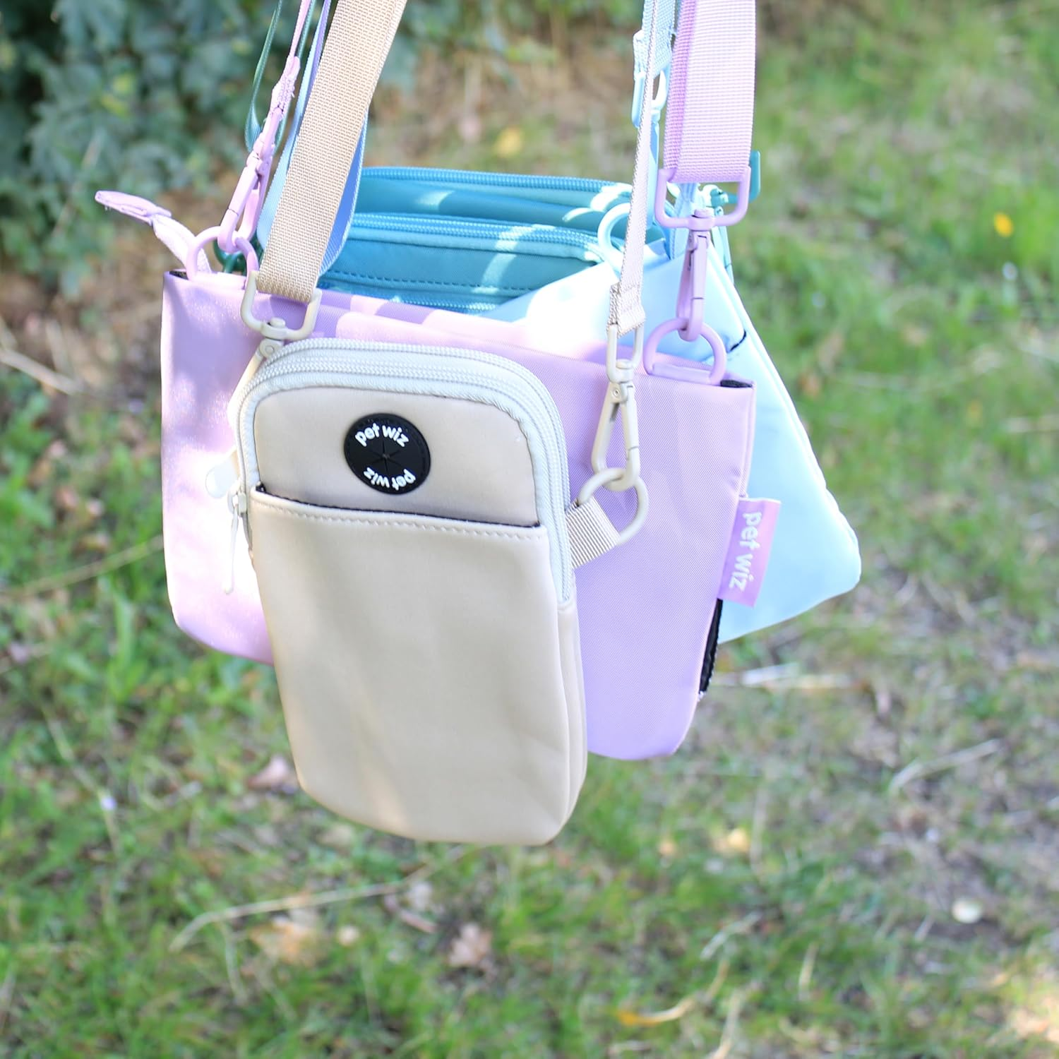 Pet Wiz Dog Walking Bag with Adjustable Strap (Slim & Lightweight Dog Walking Bag - Beige) image number 3