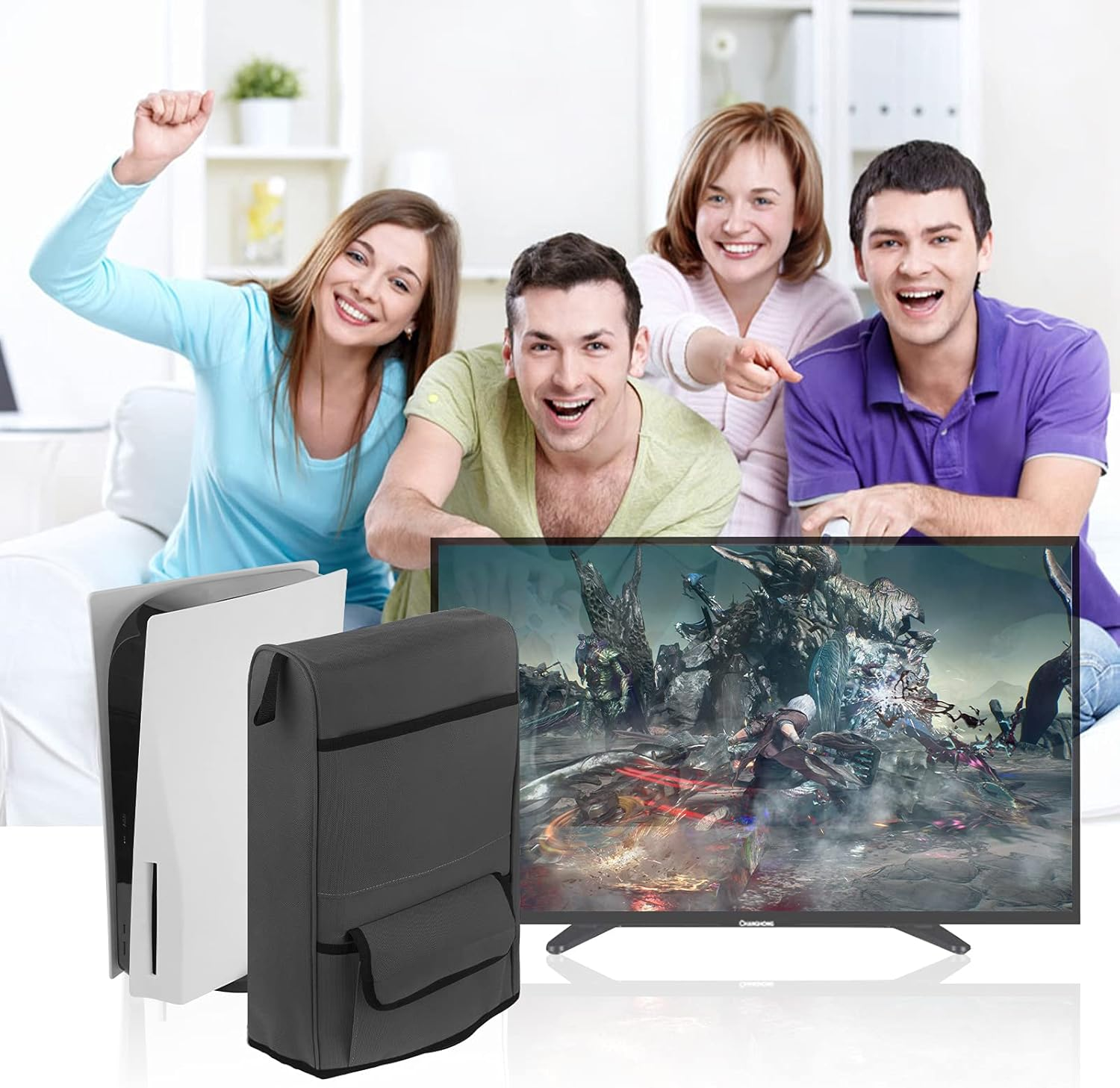 Linkidea PS5 Controller Storage Pocket Protective, Nylon Dust Cover for Game Console, Skin Cover anti Scratch Protector Sleeve Compatible with Playstation 5 Console (Grey) image number 5