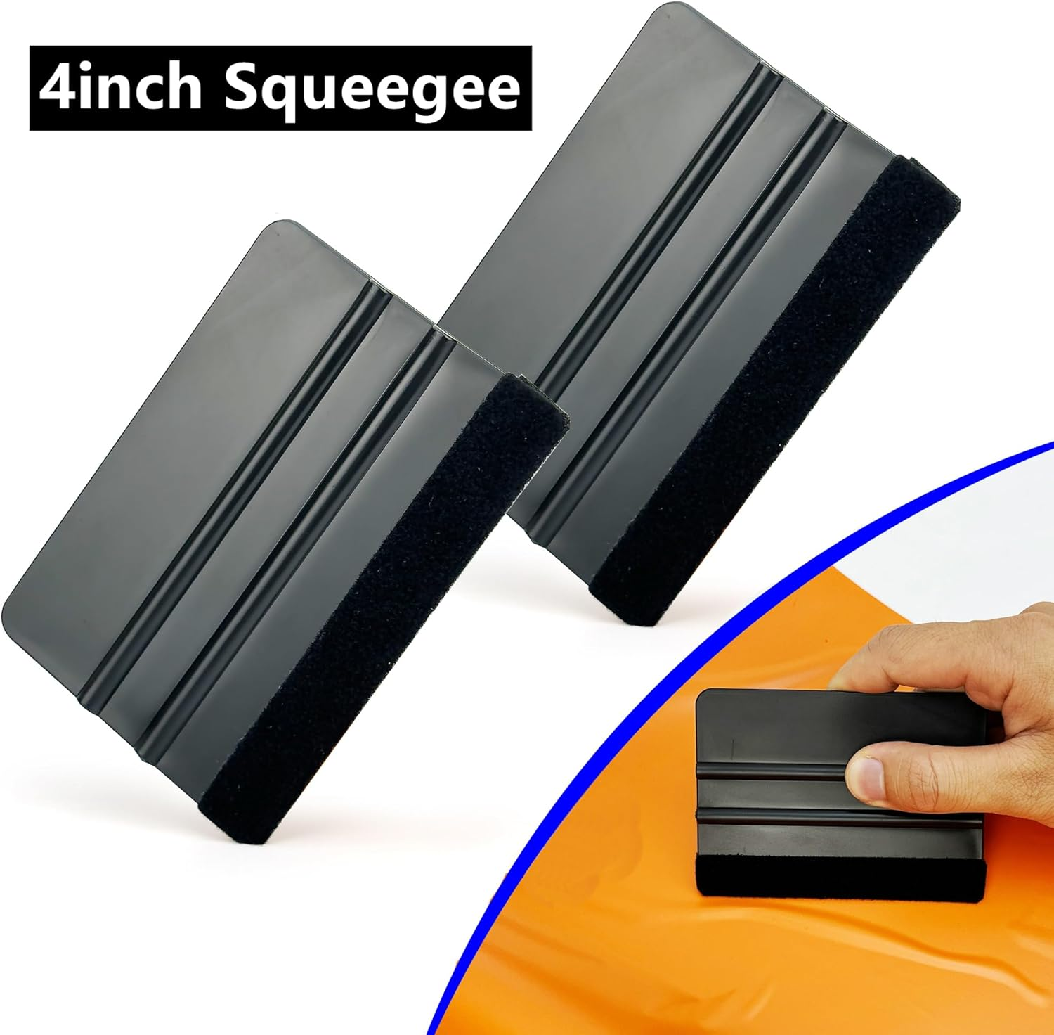 Umaki Automotive Vinyl Wraps Tools Tint Film Kit Wallpaper Tools Decal Applicator with 2 Pairs Vinyl Wrap Gloves, 4Inch Felt Squeegee, Razor Safety Cutter, Edge Trimmer, Black Vinyl Knife image number 5