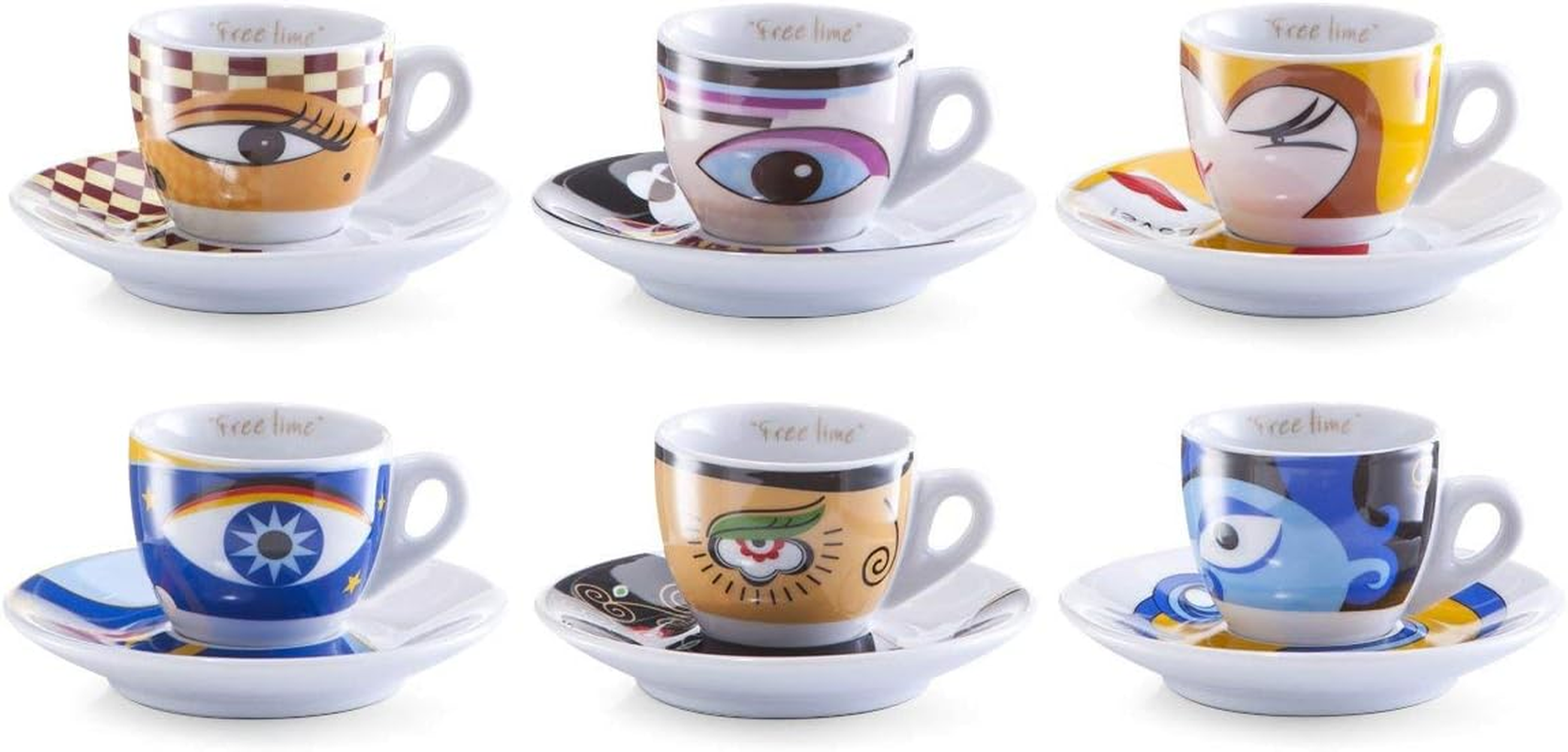 Zeller Magic Eyes 26510 Espresso Cups Set of 12 White