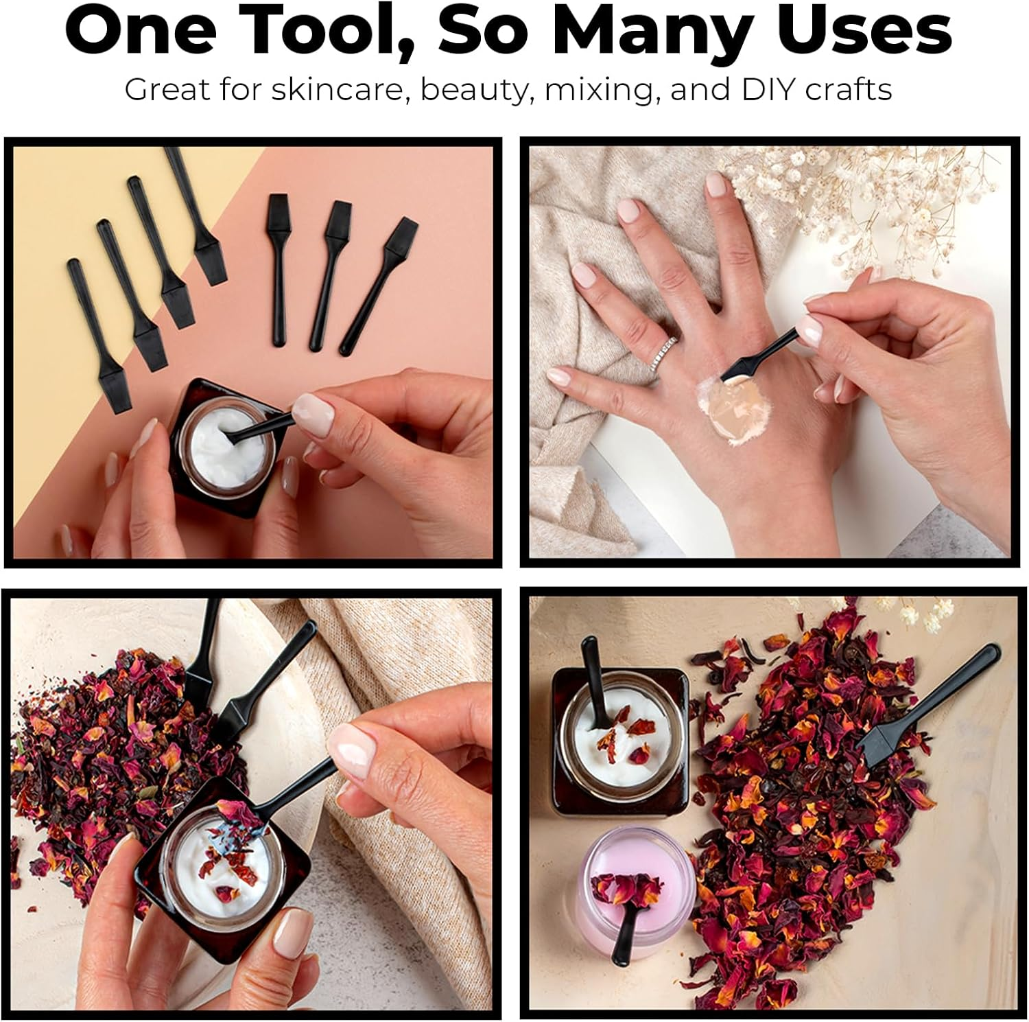 500 Pack 2.5 Inch Cosmetic Spatulas - Small Plastic Spatula for Cosmetics, Makeup, Creams, Crafts - Multipurpose Mini Applicators for Mixing Creams, Make-Up, Paste and Scraping Jars &ndash; Black image number 4