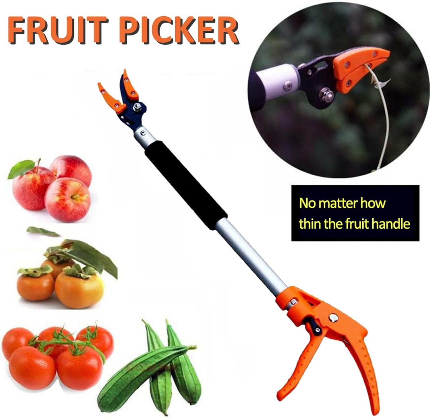 0.6M Tree Trimmer Pole, Cut and Hold Pruner, Garden Tools, Fruit Picker Pole, Lightweight Aluminum Handle for Branch Cutter, Lopper for Fruit Picking and Pruning - 0.6 Meters image number 3