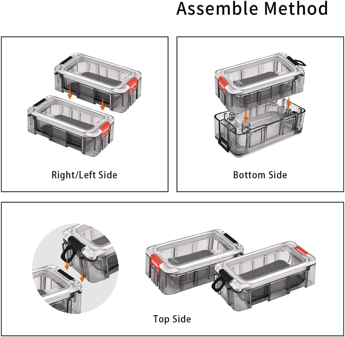 AIMALL Waterproof Fishing Hook Storage Box &ndash; 12Pcs Modular Tackle Organizer with Secure-Locking Latches, Magnetic Pad, and Multi-Directional Splicing for Rock & Boat Fishing image number 3