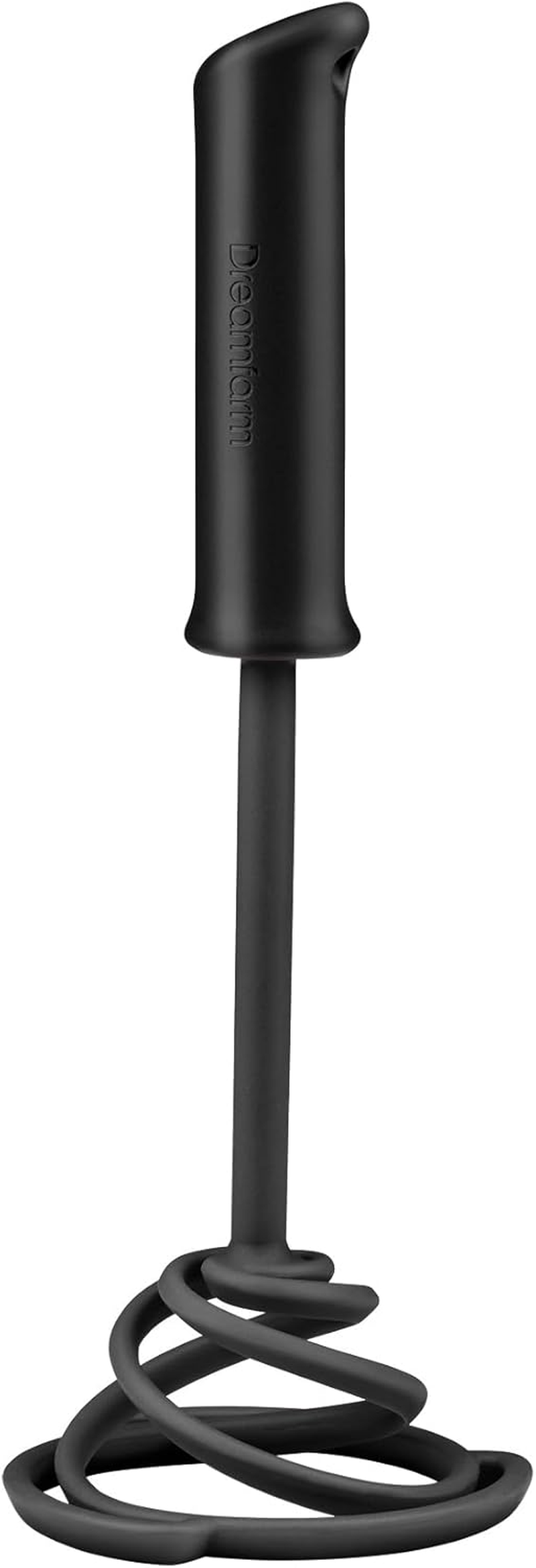 Dreamfarm Smood One-Handed & Ergonomic Soft-Grip, Stainless-Steel Vegetable & Potato Masher with Silicone Bowl Scraper - Black