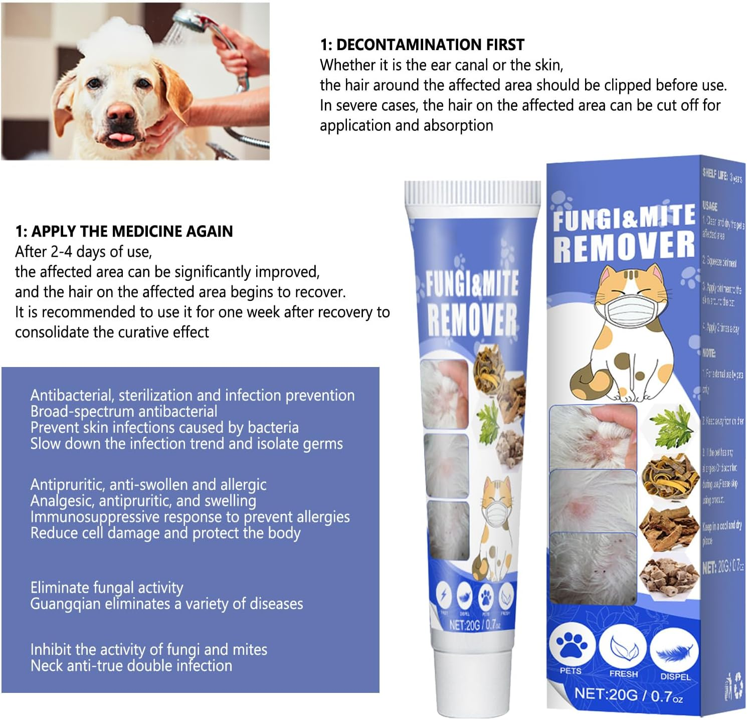 Pet Mite Repellent Cream, Pet Mite Repellent Cream, anti Mites for Dogs, Dog Mite Remover, Pet Mite Repellent Cream, Grass Mites Economy Set for Dogs, Safe Solution for Dogs