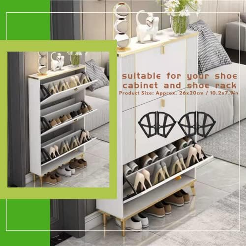 Yosoo123 4Pcs/Set Shoes Drawer Hinge Home Furniture Cabinet Hinge Flip Plate Frame Turning Rack Accessory Household Shoe Organizer for Bedroom Living Room image number 3