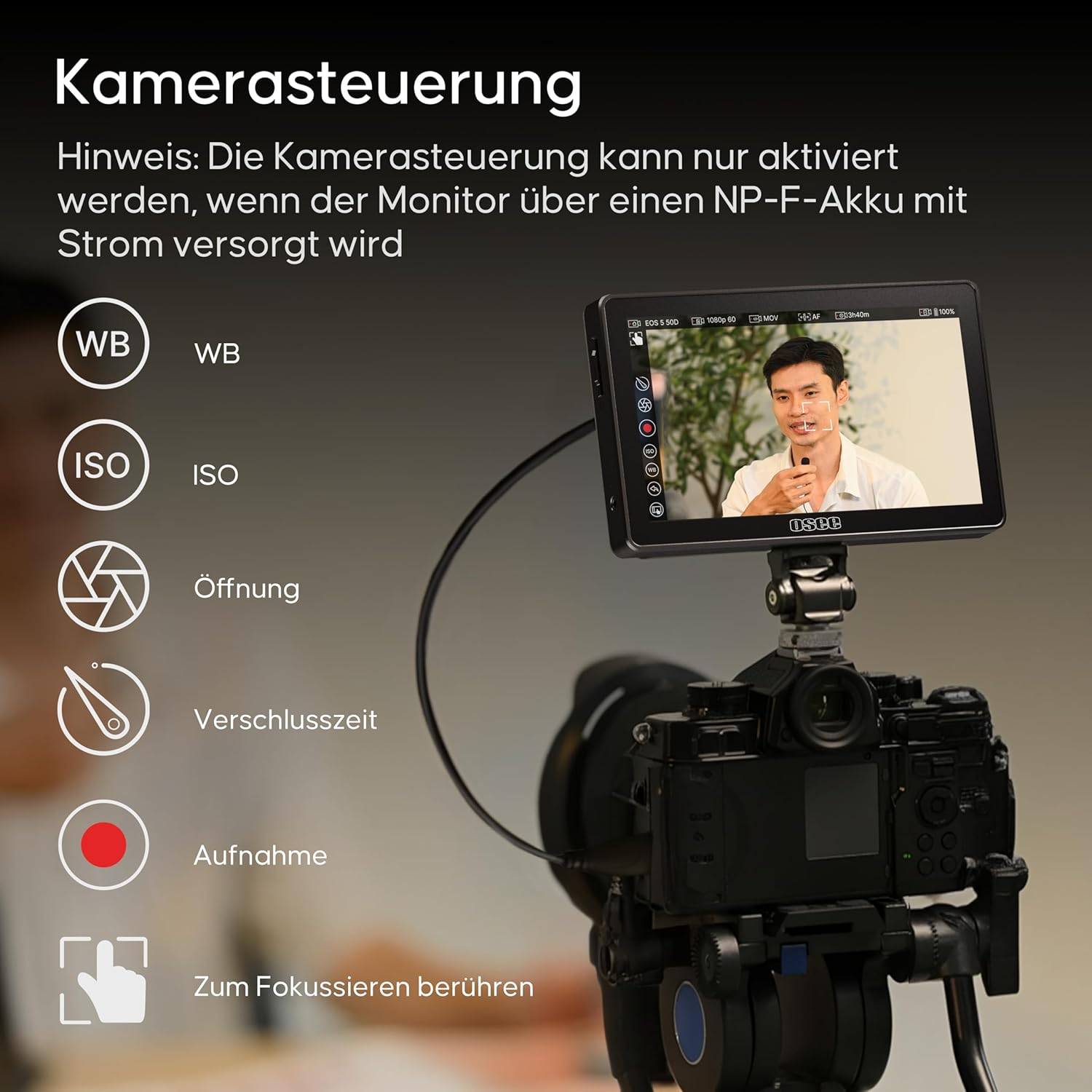 Osee G7 Pro 7 Inch Touch Screen Camera Monitor, 3000 Nits HDR Field Monitor with Camera Control, Touch to Focus DSLR Monitor with 3G-SDI 4K HDMI In/Output, 3D LUT, New User Interface image number 4