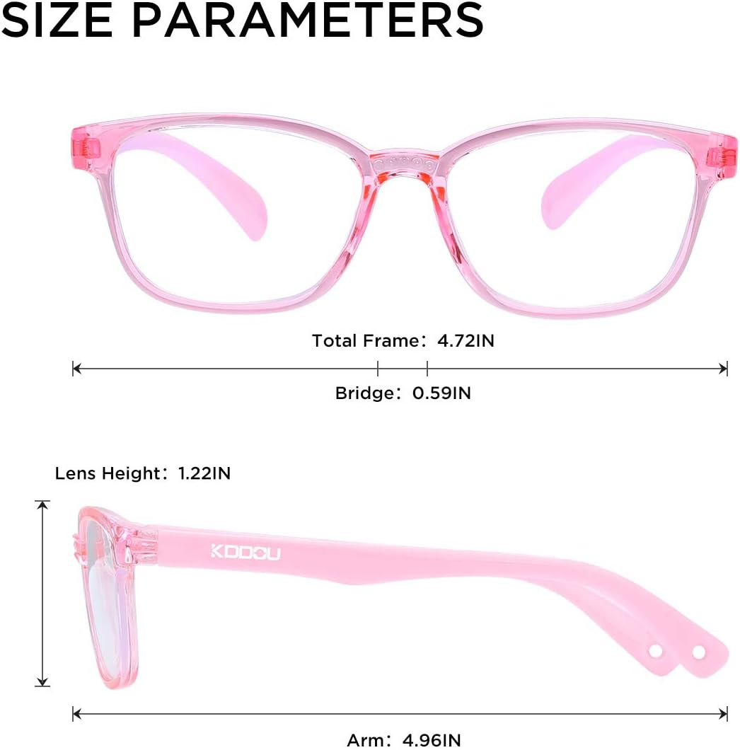 2 Pack Blue Light Blocking Glasses for Kids Ages 3-10, Computer Video Gaming Bluelight Blocker Glasses for Girls & Boys, anti Blue Light & Eyestrain & Headache (Pink+ Purple) image number 4