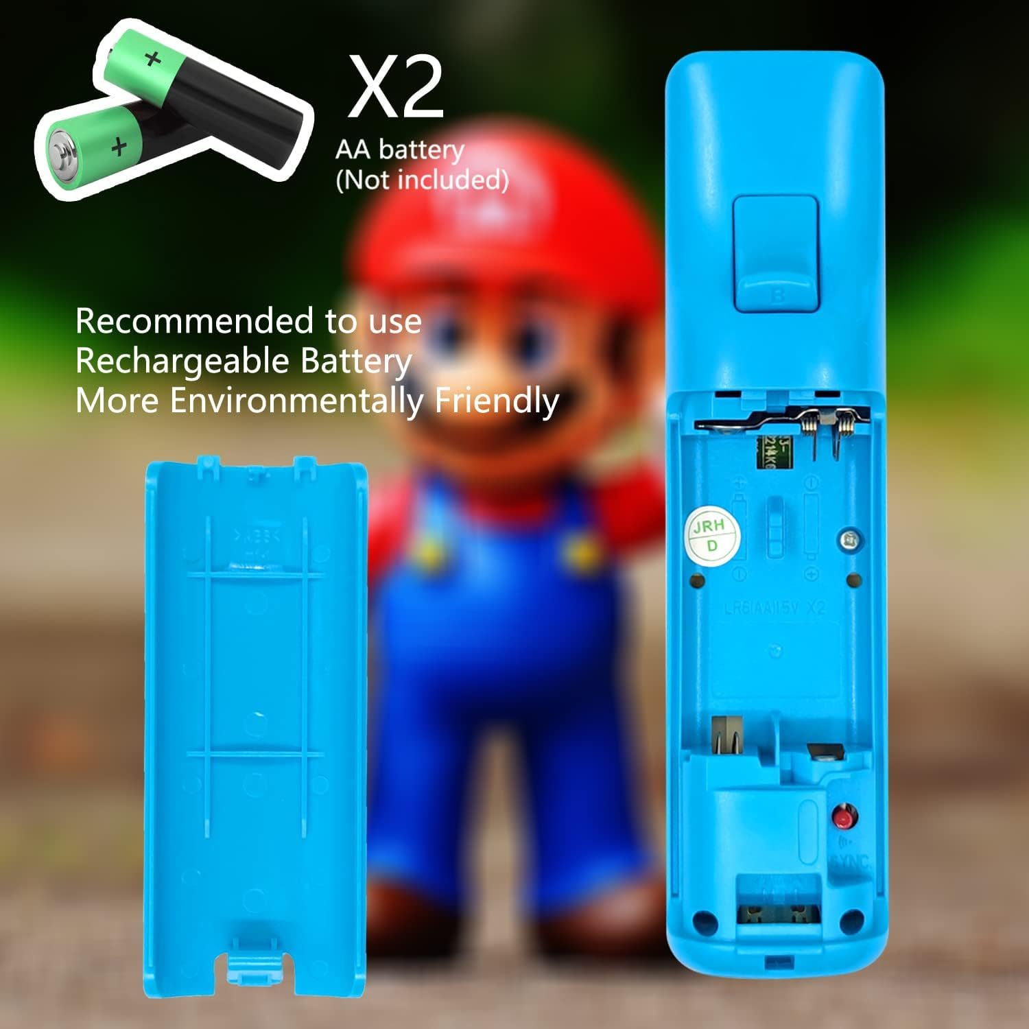 Yosikr Remote Wireless Controller Compatible for Nintendo Wii/Wii U Console - with Silicone Case and Wrist Strap (2 Pack Blue and Black) - Pink image number 3