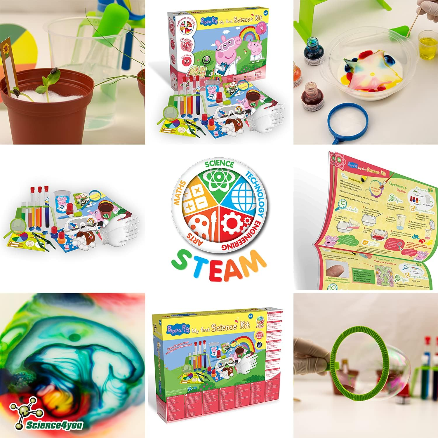 Science4You - Peppa Pig'S Science Kit for Kids Age 4+ - 26 Experiments: Giant Bubbles and Seed Growing Kits, STEM Toys, Learning Games for Boys and Girls 4-7 Years Old image number 1