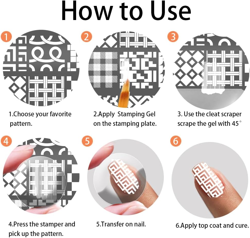 PH Pandahall 3Pcs Classic Plaid Pattern Nail Stamp Plate Tartan Nails Art Stencils Stainless Steel Nail Image Plate Plaid Pattern Print Art Template for Women DIY Printing 4.7X2.3 Inch image number 6